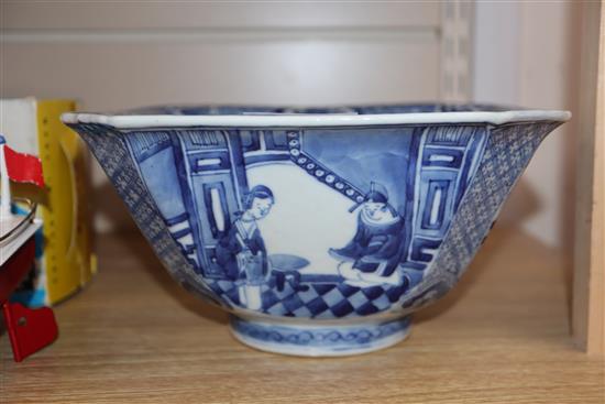 A 19th century Chinese blue and white square bowl height 11cm